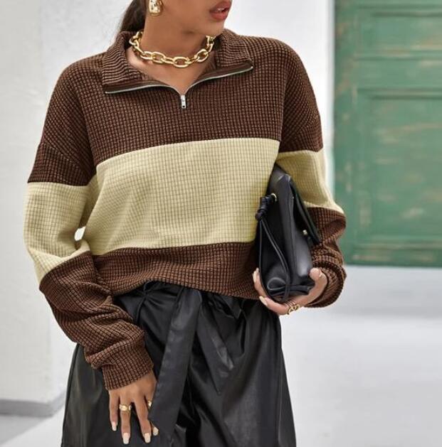 Sweat femme avec fermeture éclair et rayures en bloc Levoire