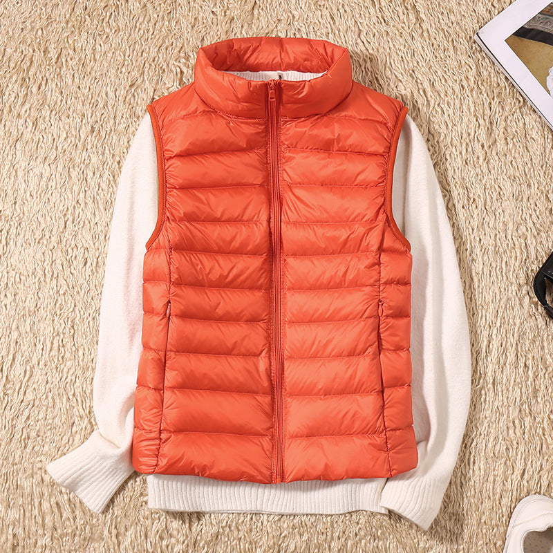 Levoire | Nouveau Gilet D'Hiver En Plumes De Canard Blanches Orange