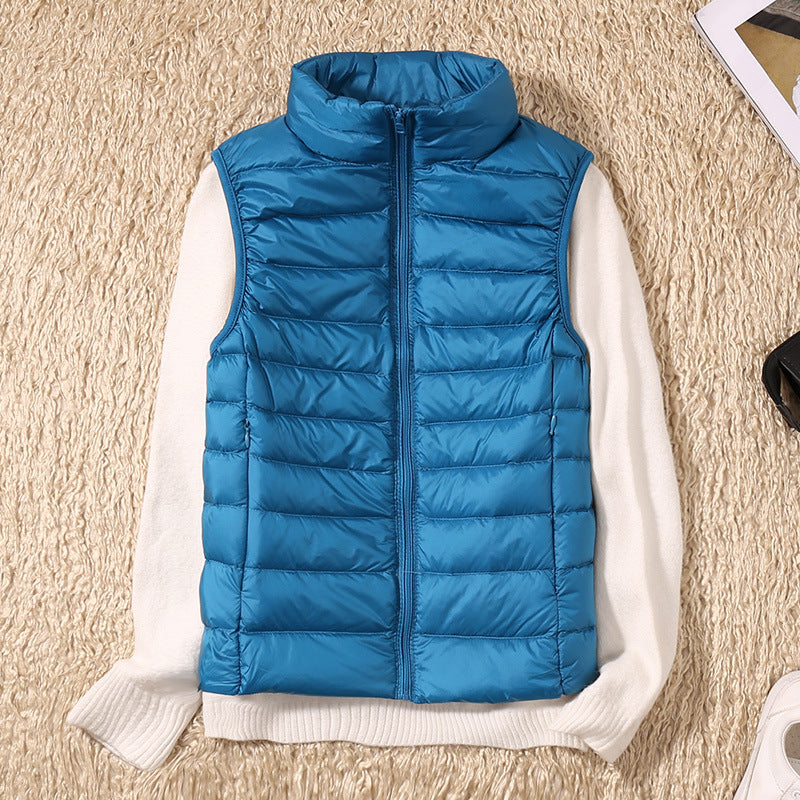 Levoire | Nouveau Gilet D'Hiver En Plumes De Canard Blanches Bleu ciel