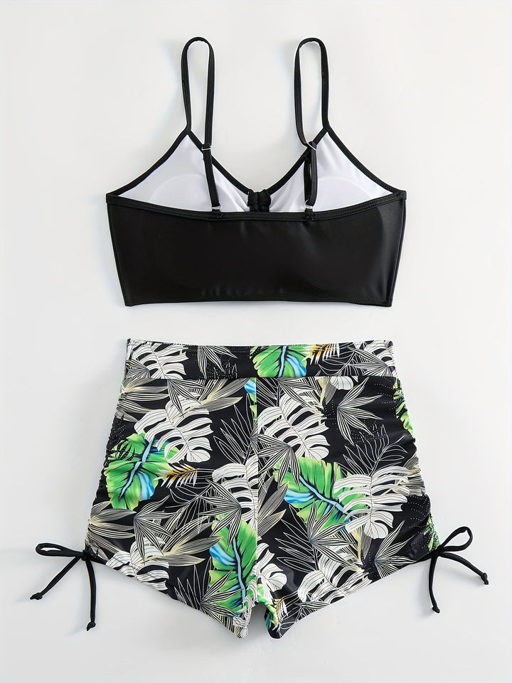 Levoire | Ensemble De Bikini Taille Haute Avec Motif Tropical Pour Femmes