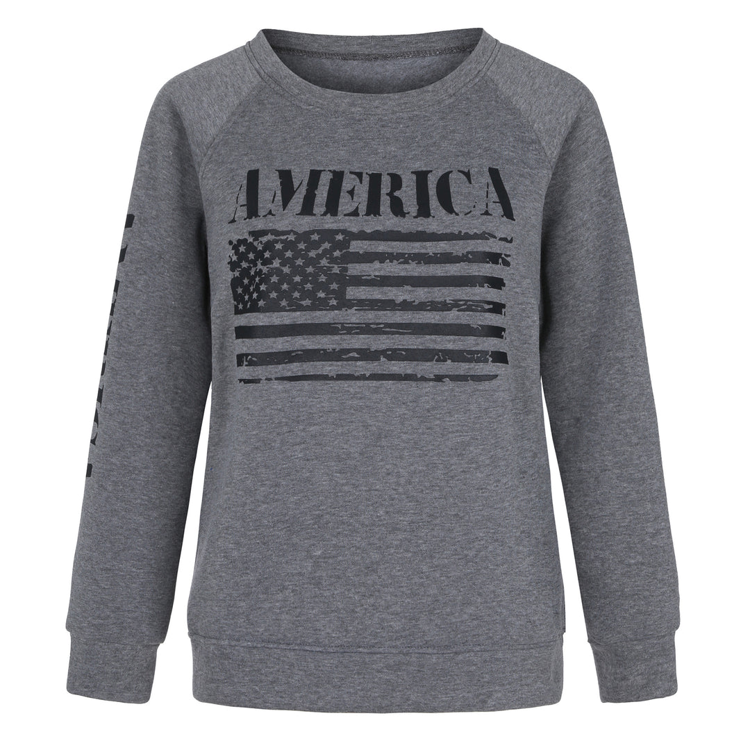 Sweat-shirt femme avec imprimé décontracté drapeau américain Levoire