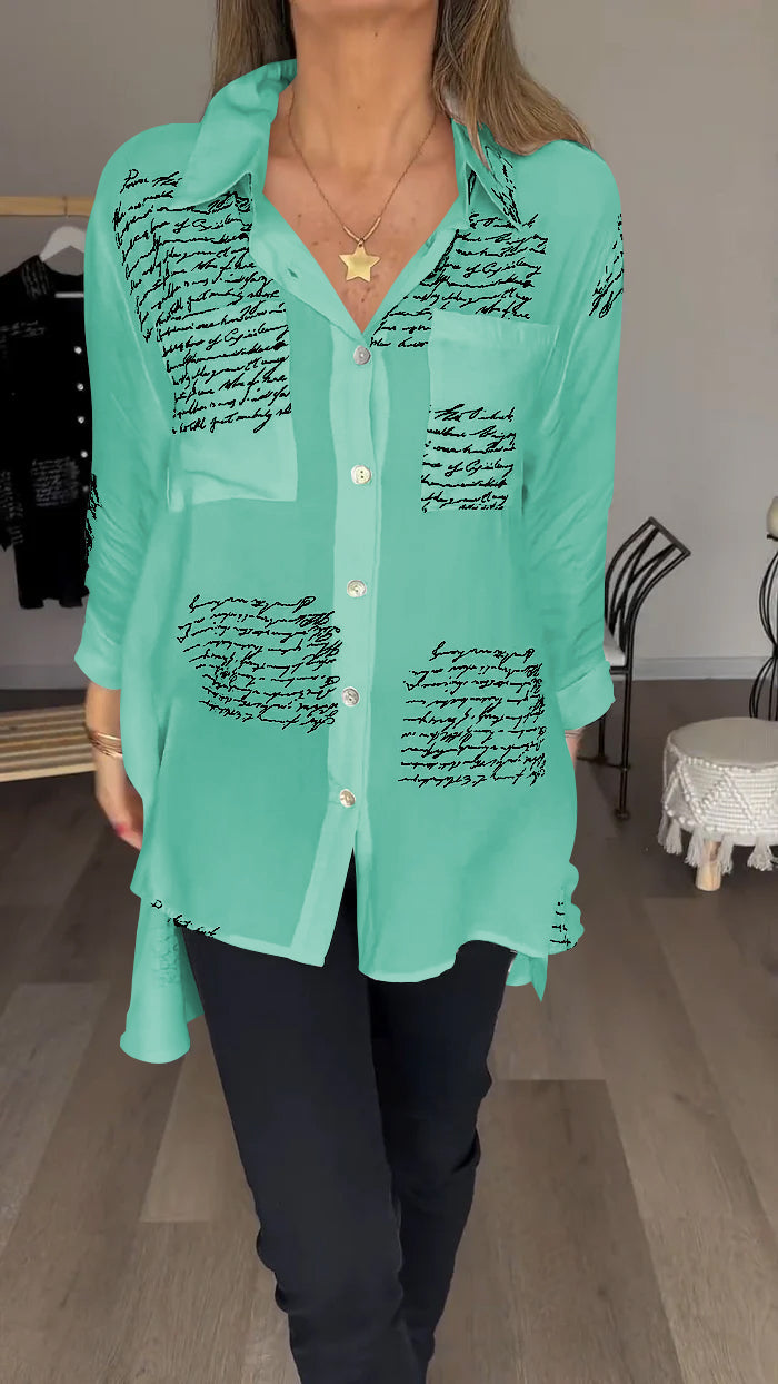 Levoire | Chemise Confortable Avec Impression De Lettres Vert