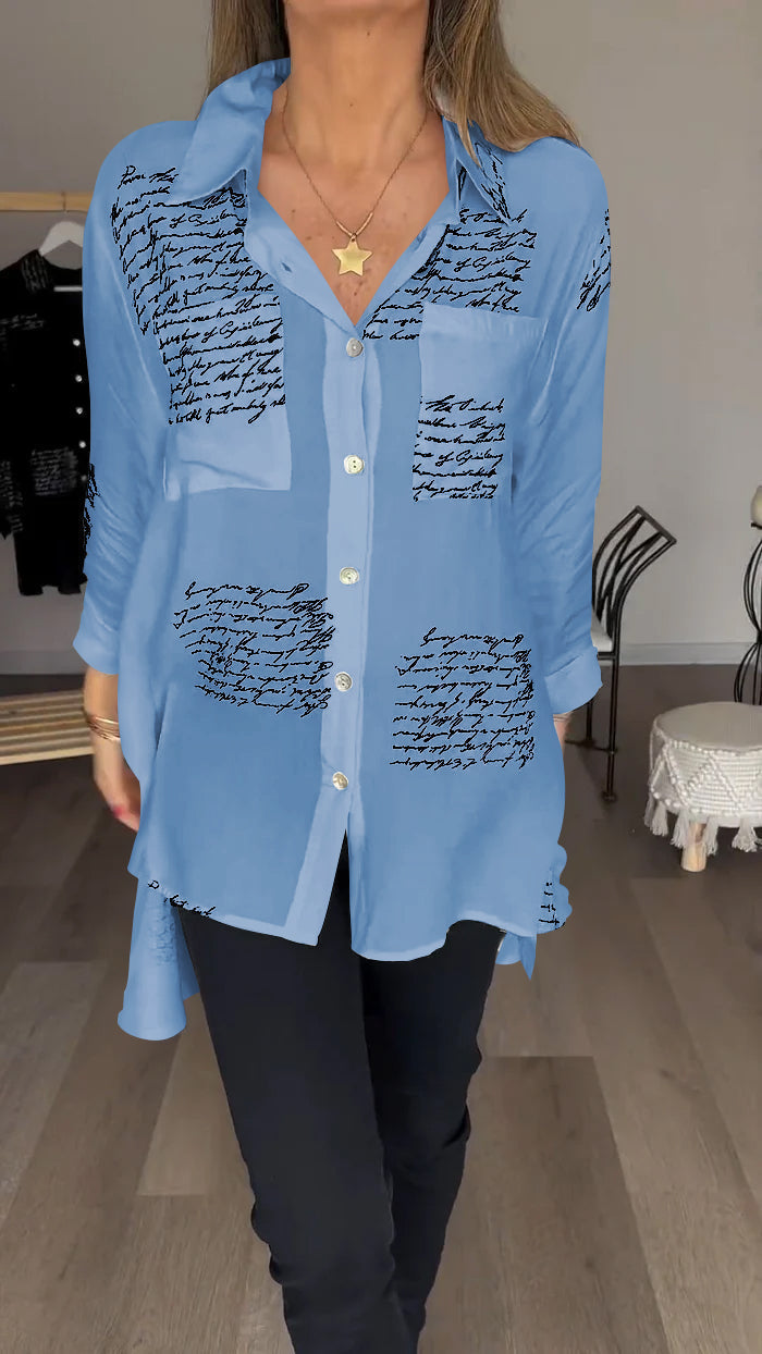 Levoire | Chemise Confortable Avec Impression De Lettres Bleu