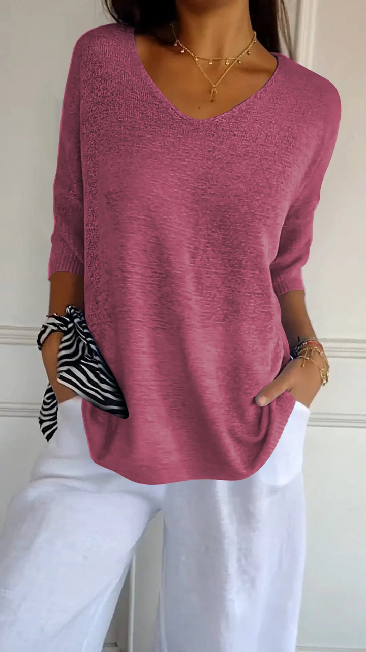 Levoire | Top en maille avec encolure en V Rouge rosé