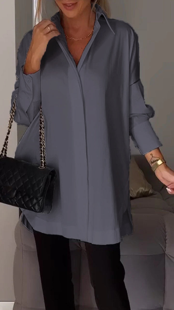 Levoire | Chemise Élégante Avec Ouverture À Revers Gris
