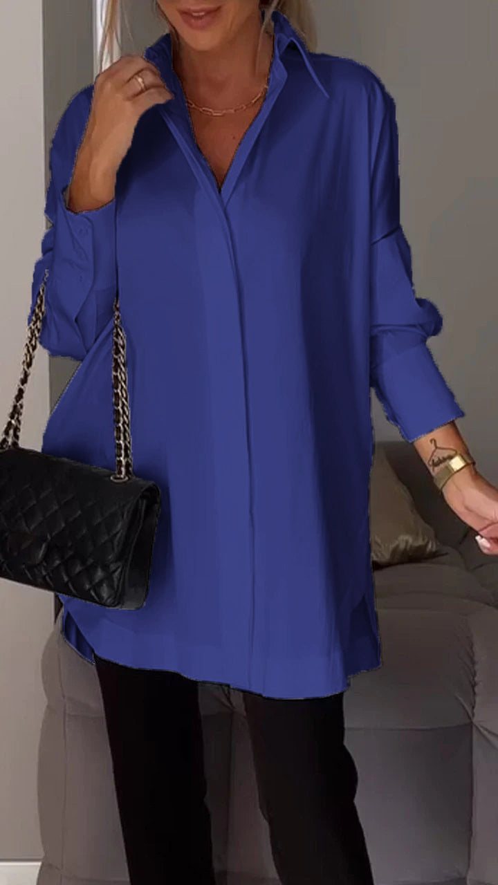 Levoire | Chemise Élégante Avec Ouverture À Revers Bleu foncé