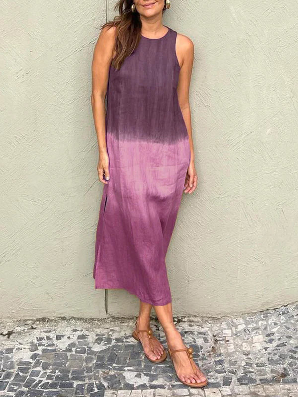 Levoire | Robe Longue Élégante Avec Imprimé Tie-Dye Violet