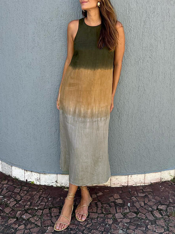 Levoire | Robe Midi Femme En Lin Vert foncé