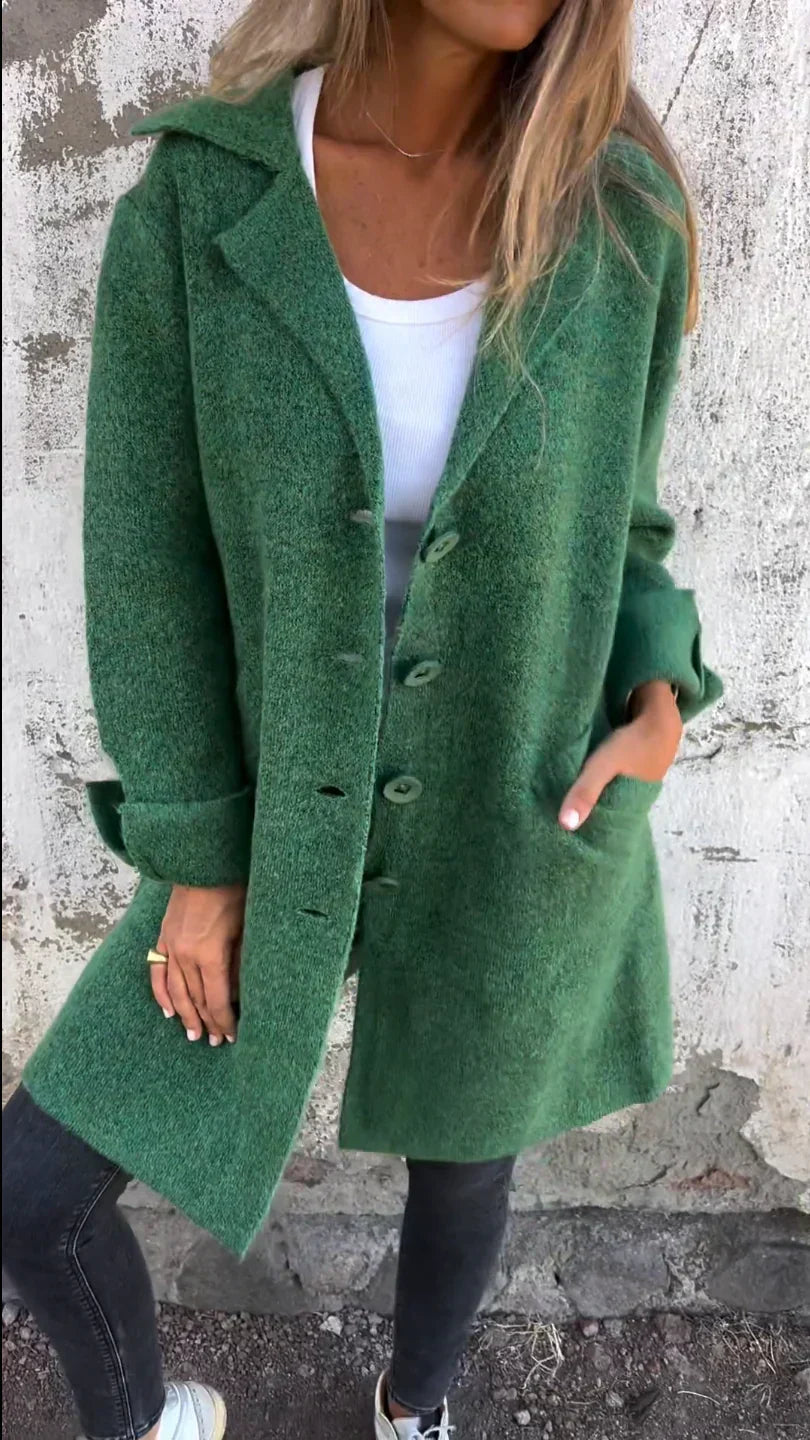 Levoire | Manteau Long Casual Élégant Avec Poches Pratiques Vert