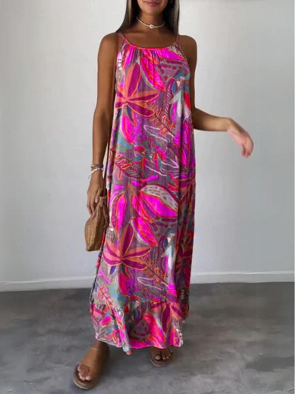 Levoire | Asha Robe Longue Sans Manches Avec Imprimé Rosa