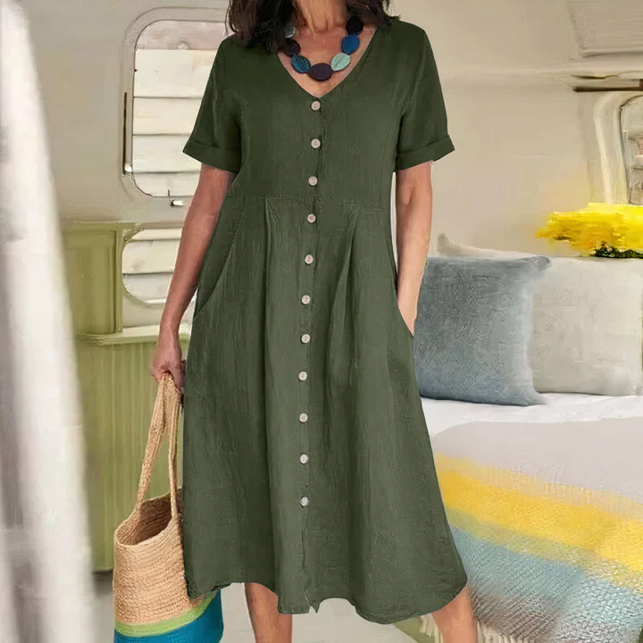 Levoire | Robe en coton décontractée Vert armée