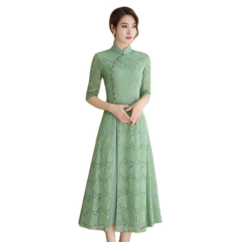 Levoire | Spitzen-Qipao Fille d'été Robe d'été