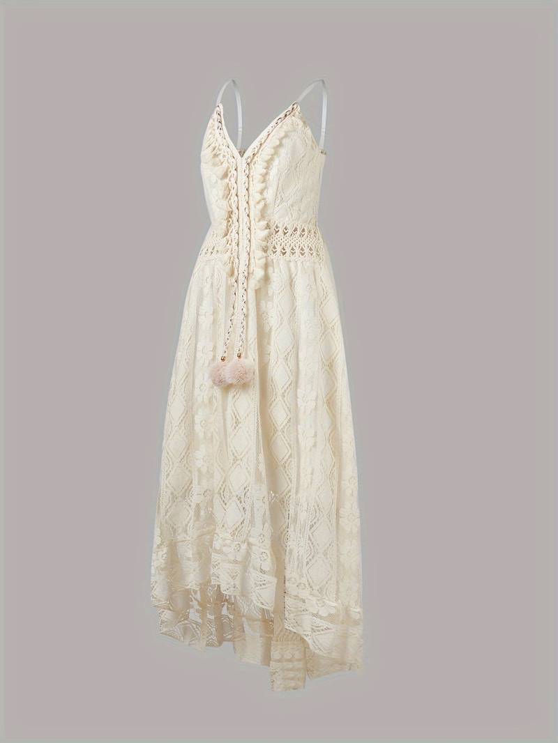 Levoire | Robe Maxi Boho D'Été Avec Bretelles Spaghetti Et Décolleté En V