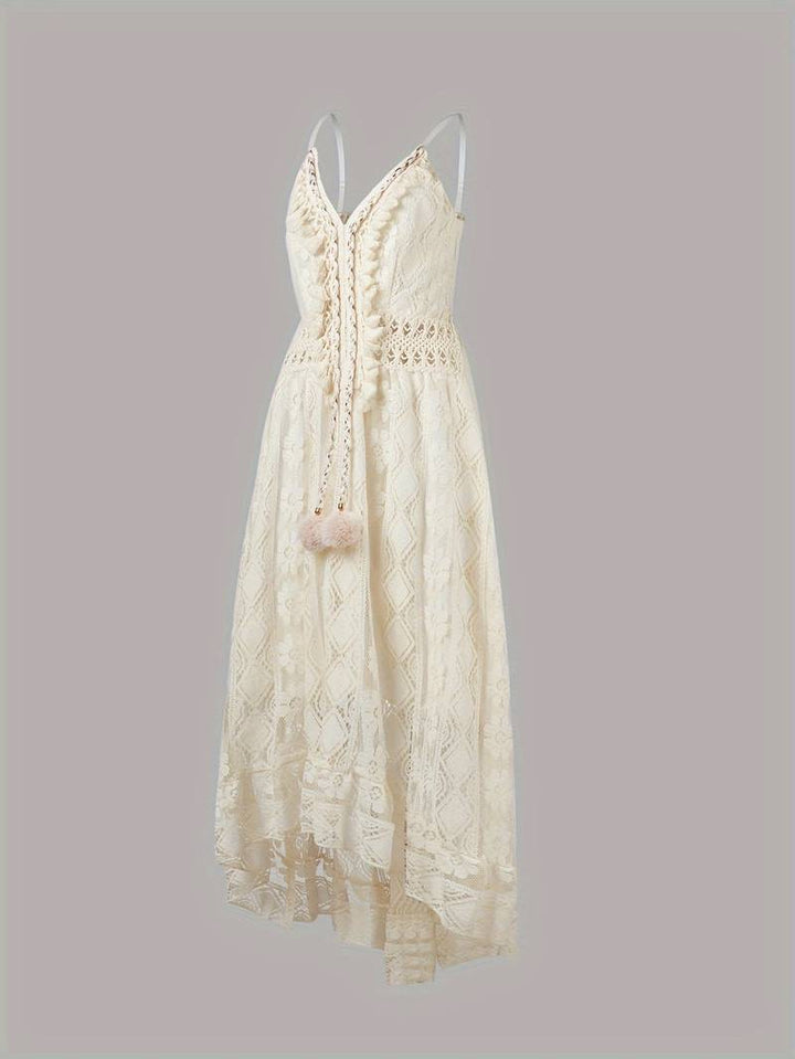Levoire | Robe Maxi Boho D'Été Avec Bretelles Spaghetti Et Décolleté En V