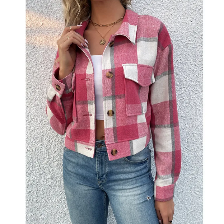 Levoire | Veste Bombardier À Manches Longues À Motif À Carreaux Et Boutons Rosa