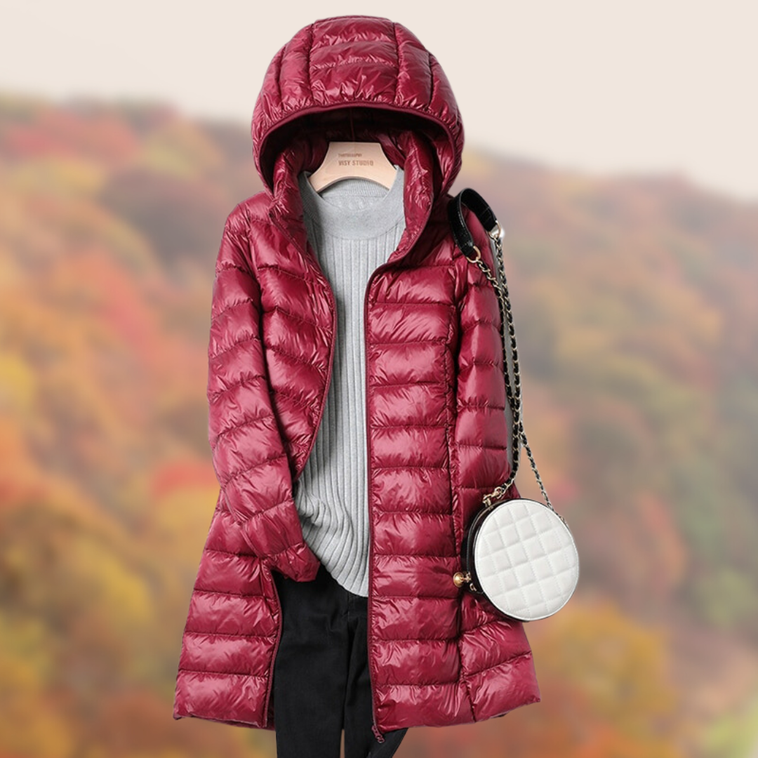Levoire Doudoune | Veste de transition ultralégère pour femmes avec capuche Rouge bordeaux