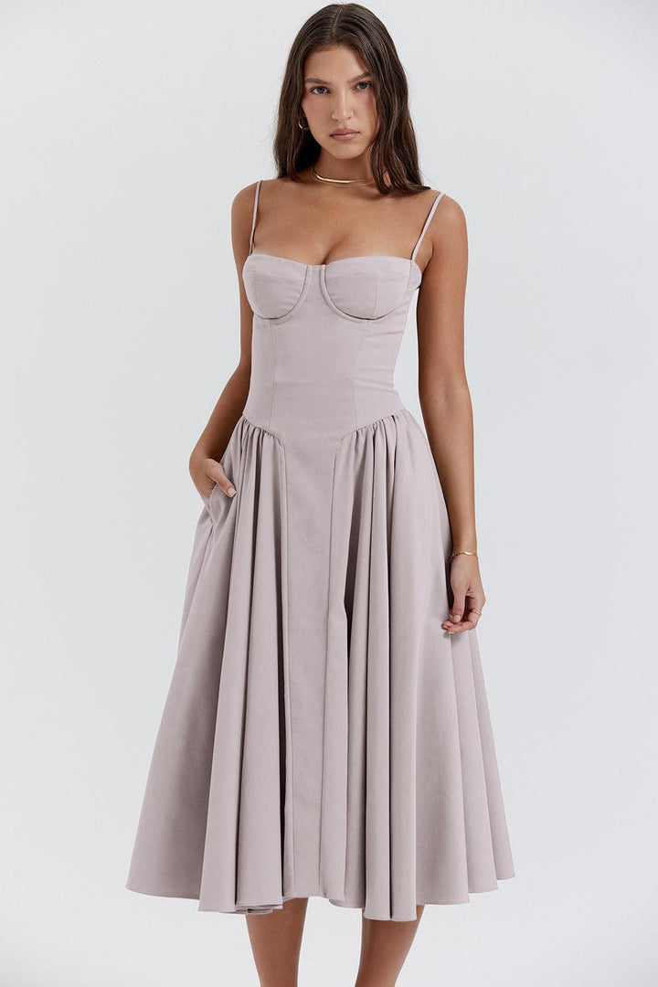 Levoire | Robe Longue Effet Satiné Abricot