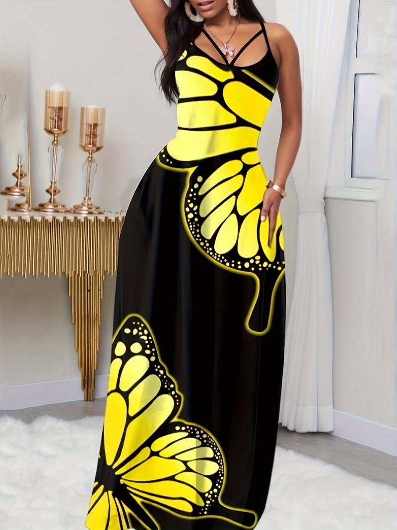 Levoire | Robe Maxi Dos Nu Avec Imprimé Papillon