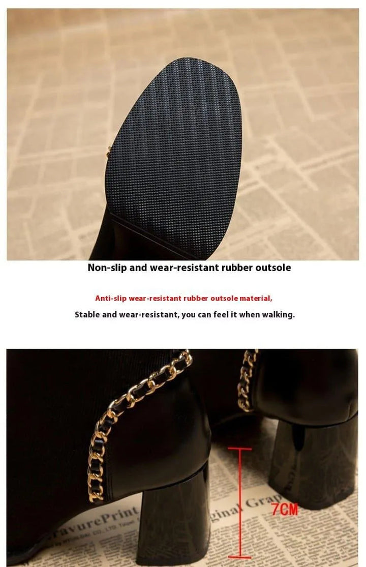 Levoire | Bottes courtes à talon épais et style français carré