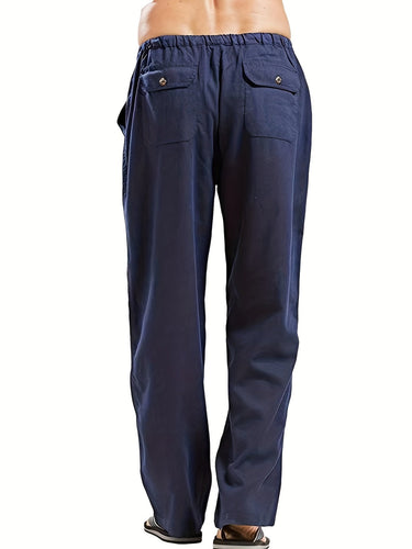 Levoire | Pantalons Pour Hommes En Mélange De Coton Et De Lin Avec Une Taille Élastique Décontractée