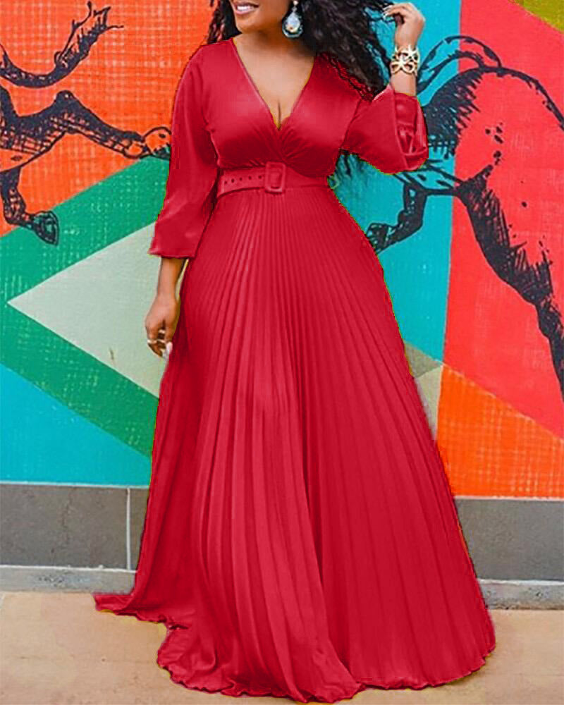 Levoire | Élégant Vintage Sifon Longue Manche-M robe longue Rot