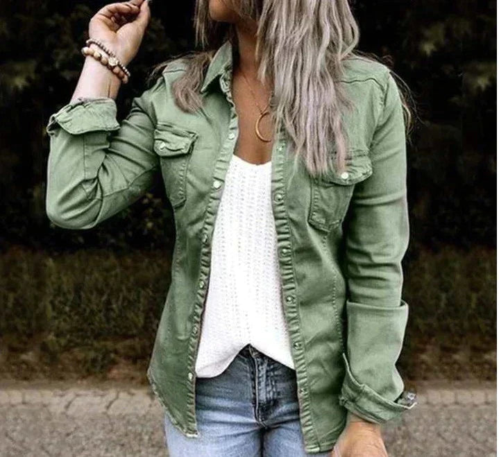 Levoire | Veste En Denim Décontractée Vert