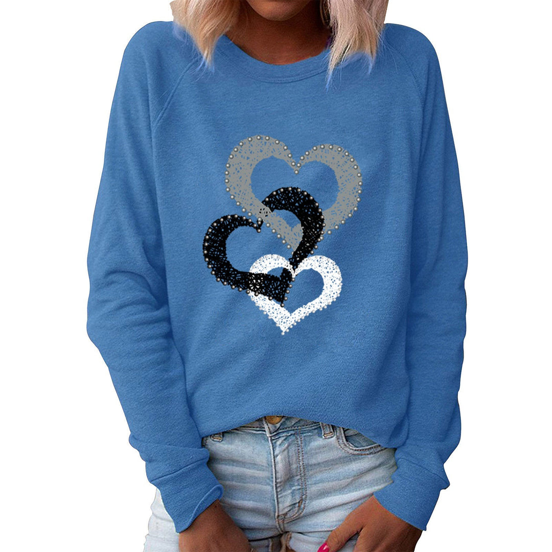 Levoire | Blouse À Manches Longues Stilet Avec Motif En Forme De Cœur Bleu