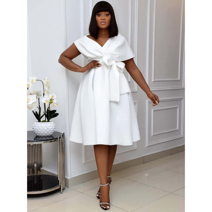 Levoire | Élégante Robe De Soirée À Décolleté En V Slim-Fit Blanc
