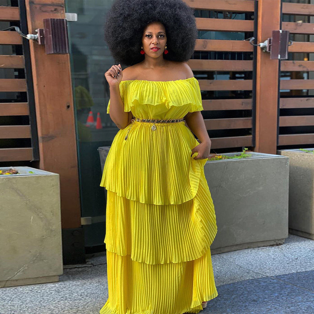 Levoire | Robe maxi plissée séduisante de vacances à la plage