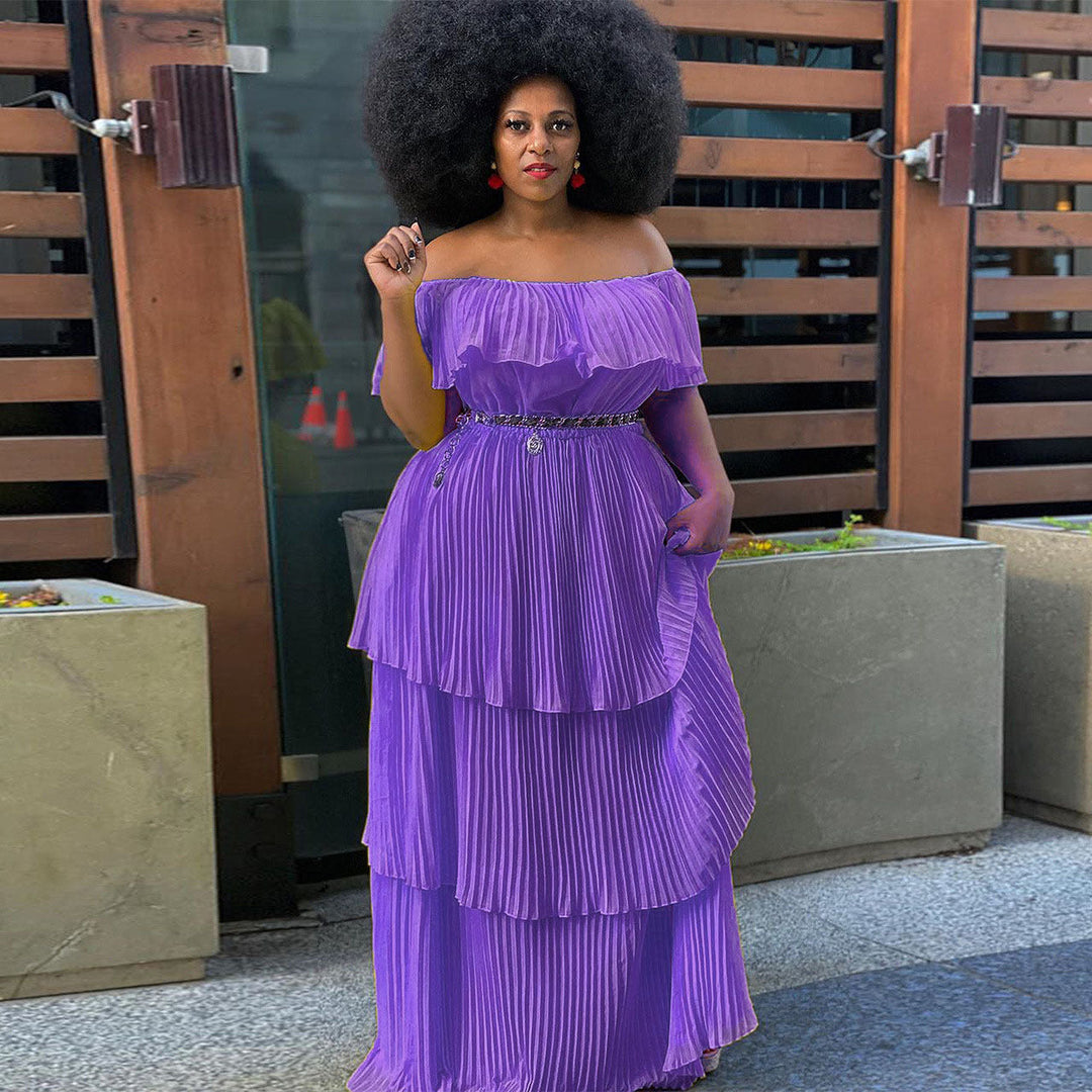 Levoire | Robe maxi plissée séduisante de vacances à la plage Violet