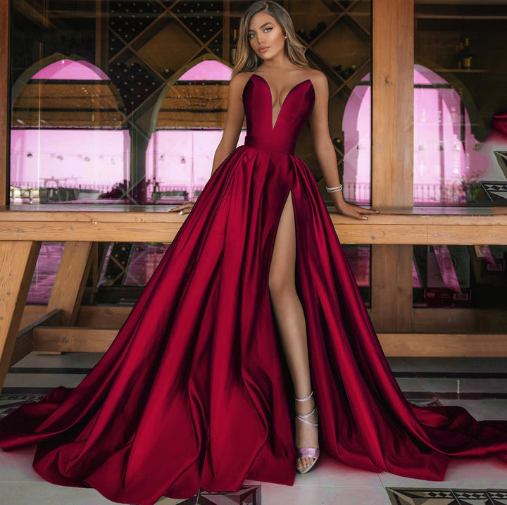 Levoire | Élégante Robe de Mariée Longue Fendue Rot