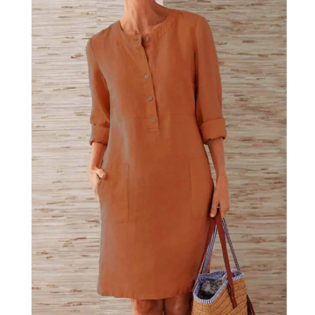Levoire | Robe Mini À Manches Longues Pour Femmes Orange foncé