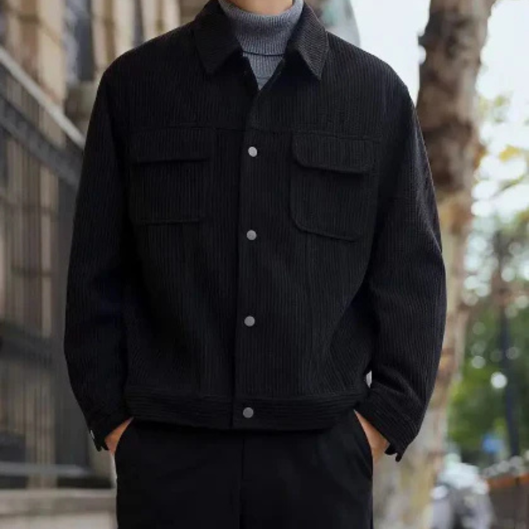 Levoire | Veste En Corduroy Pour Hommes Style Vendange Noir
