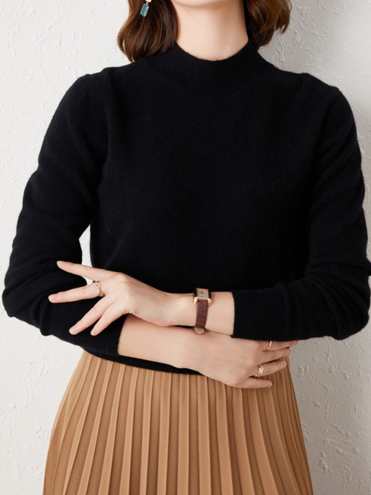 Levoire | Pull Classique À Col Montant, Pull Élégant Noir