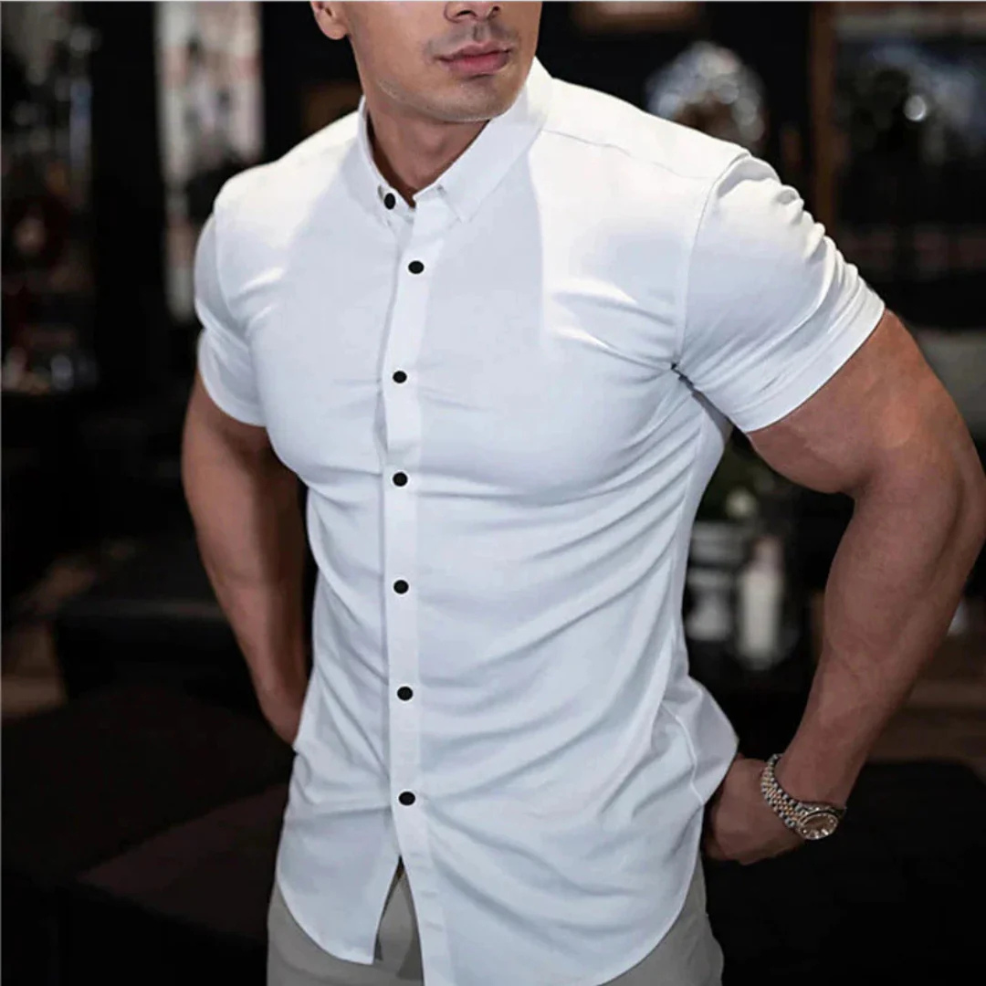 Levoire | Chemise Slim à Manches Courtes à Boutons Blanc