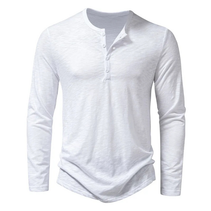 Levoire | T-shirt Henley à manches longues coupe Slim Blanc