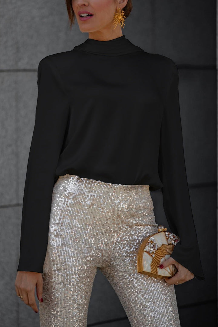 Levoire | Blouse À Col Cowl Sans Dos À Manches Longues Noir