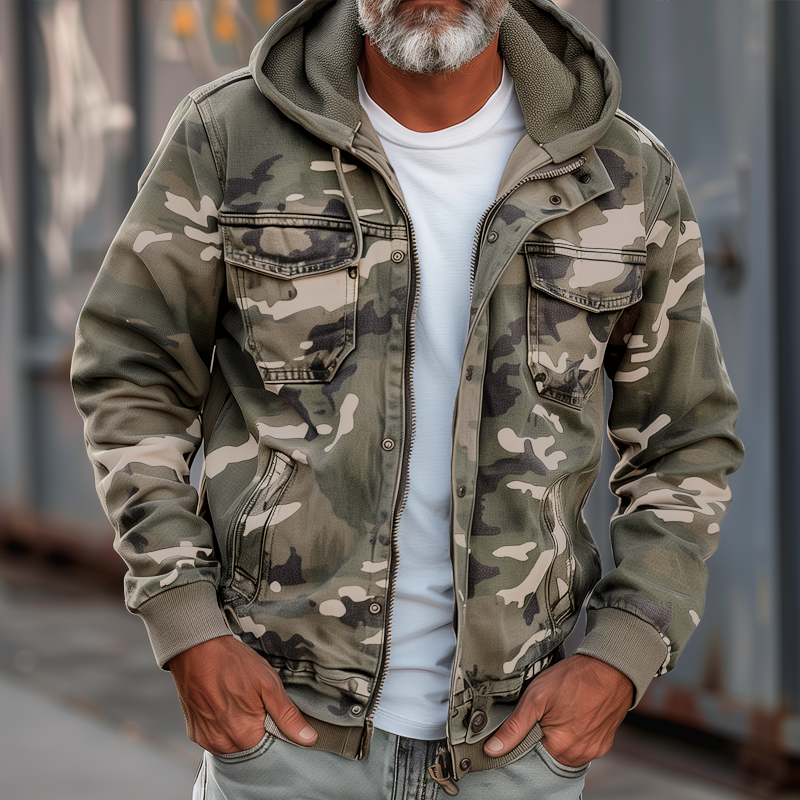 Levoire | Veste cargo couleur pierre avec capuche Khaki