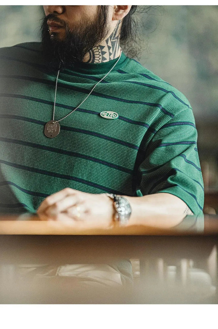 Levoire | T-shirt slim rétro rayé à manches courtes pour hommes