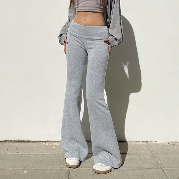 Levoire | Pantalon Bas Taille Doux Évasé Gris