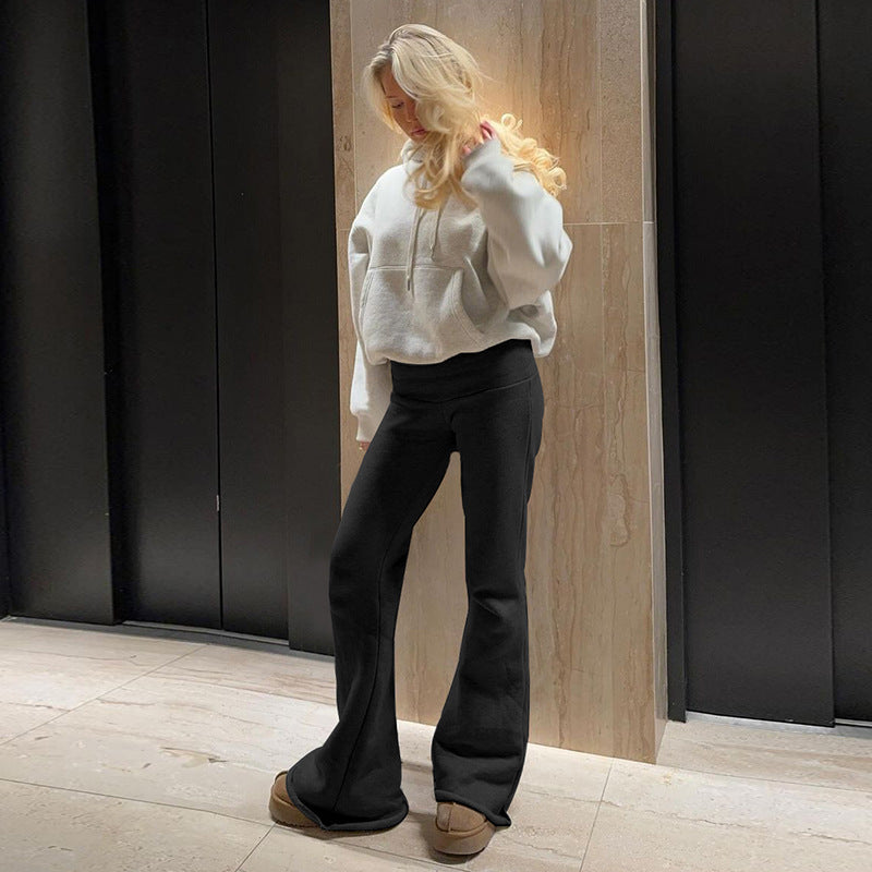 Levoire | Pantalon Bas Taille Doux Évasé Noir