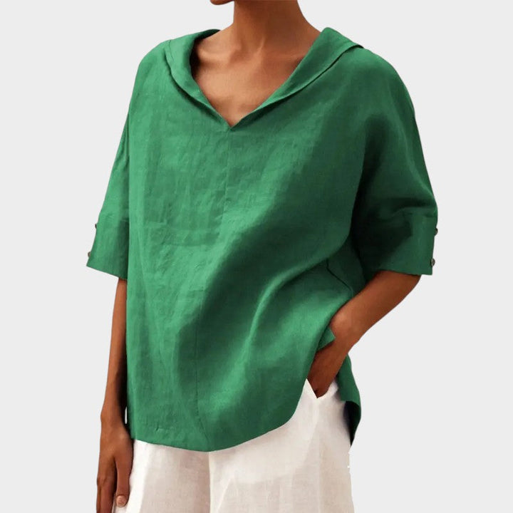Levoire | Élégante Blouse Avec Des Détails De Bouton Discrets Vert