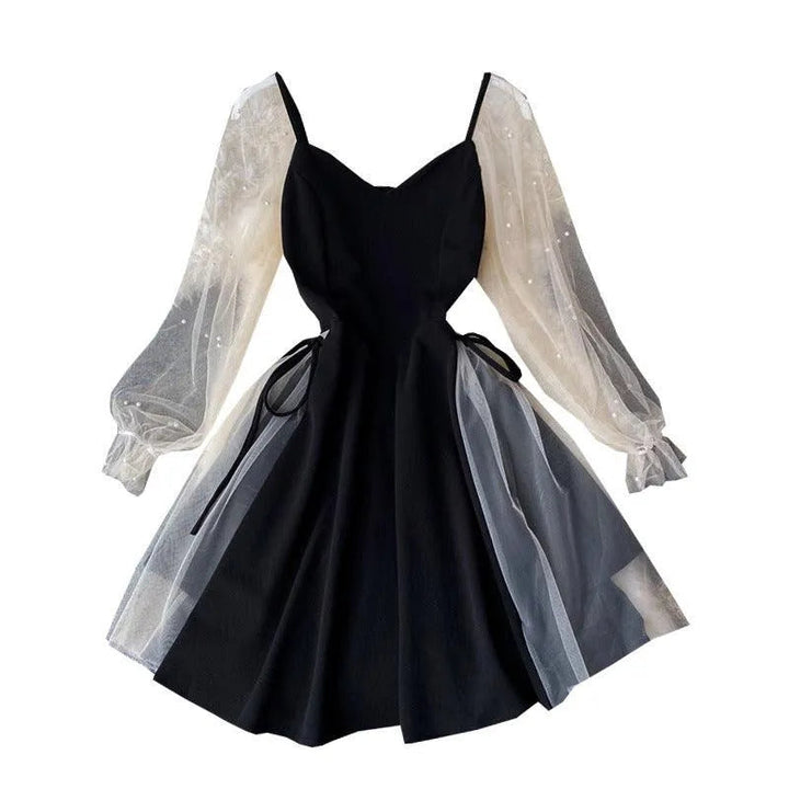 Levoire | Robe en forme A avec des bretelles bouffantes et un décolleté en V