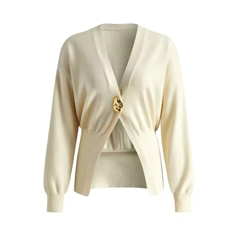 Levoire | Gilet Avec Bouton Doré Crème blanc