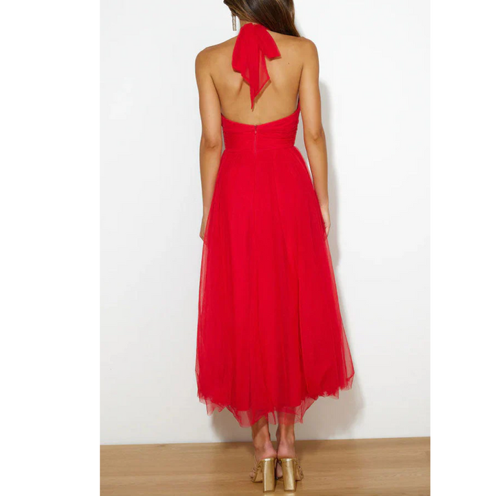 Levoire | Robe de demoiselle d'honneur midi avec dos ouvert pour femmes