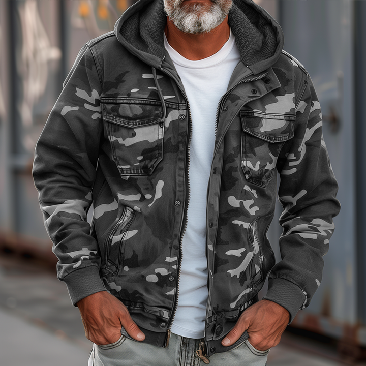 Levoire | Veste cargo couleur pierre avec capuche Gris