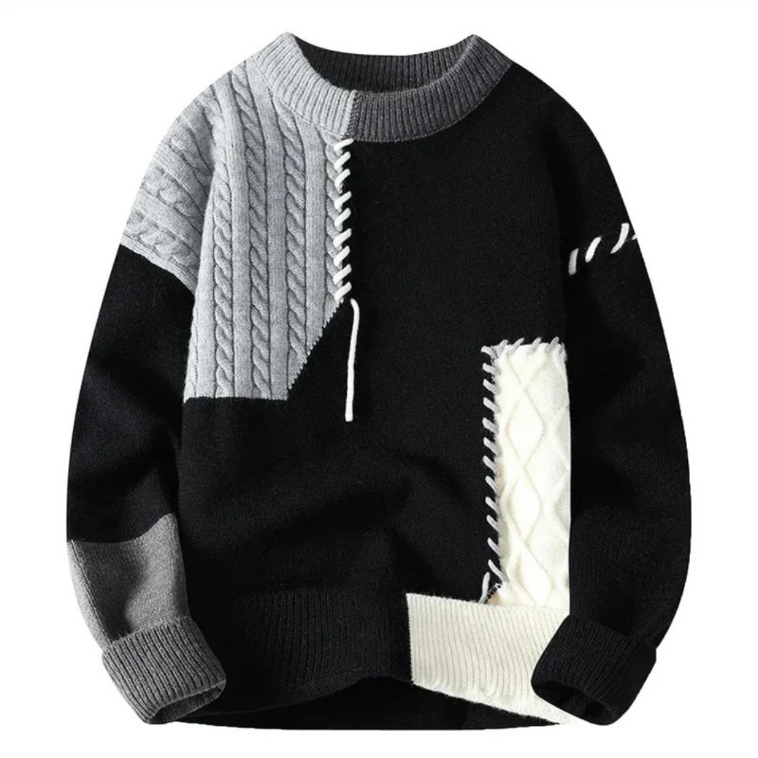 Levoire | Pull En Tricot Pour Hommes Avec Design Color Block Noir