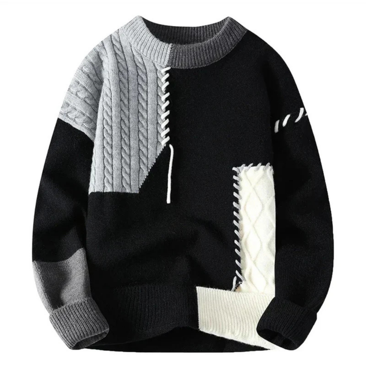 Levoire | Pull En Tricot Pour Hommes Avec Design Color Block Noir