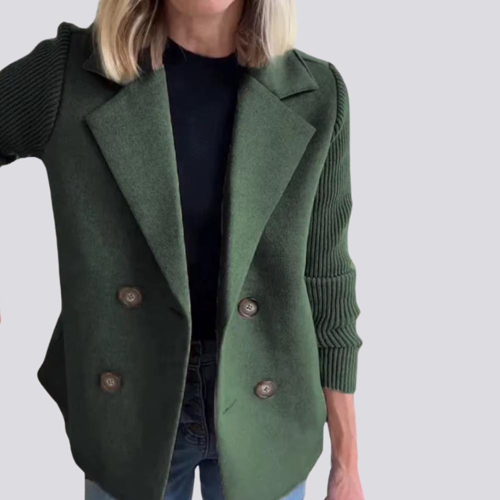 Levoire | Blazer Élégant Avec Manches En Tricot Vert
