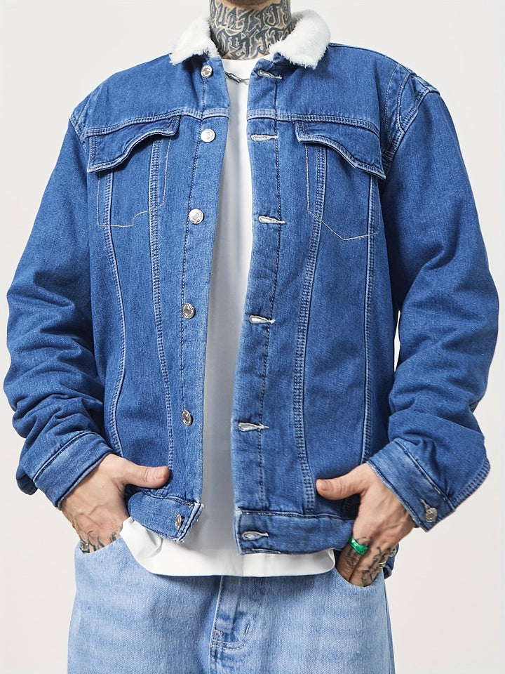 Levoire | Veste En Jean Doublée Avec Boutons Bleu